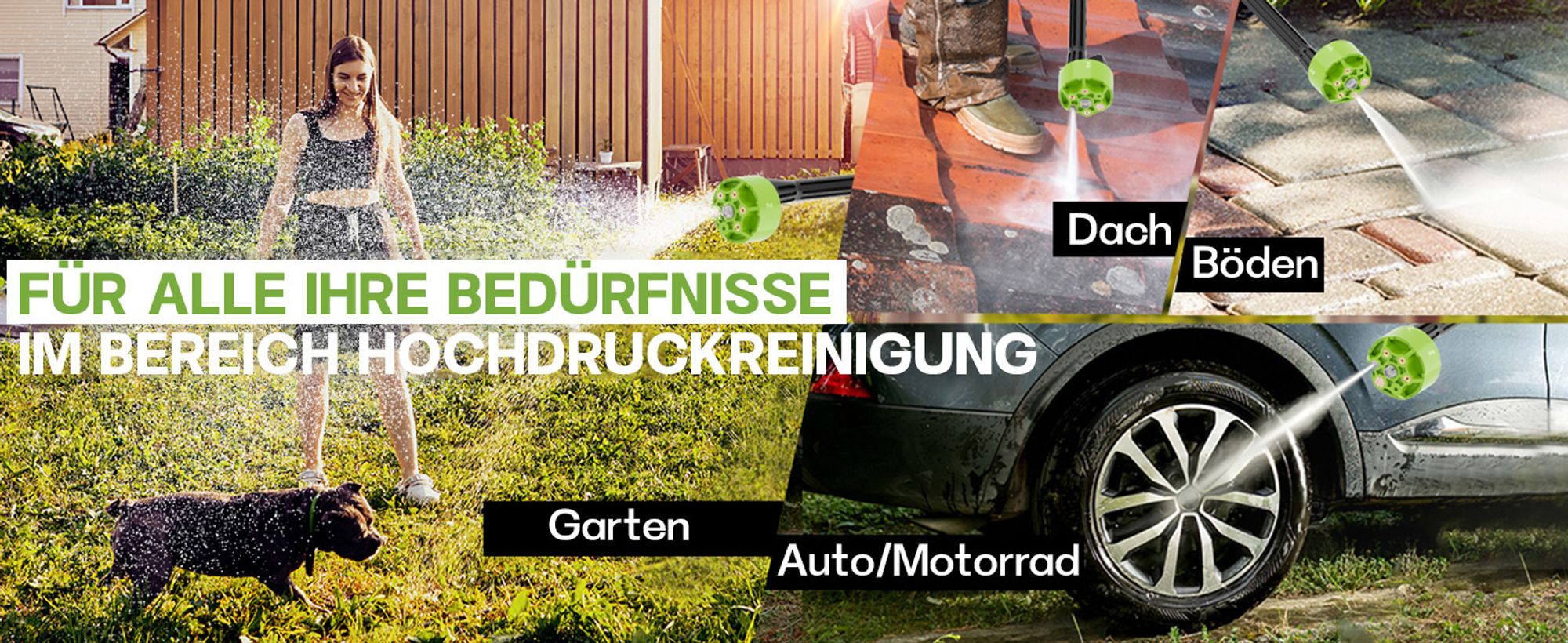 Akku Hochdruckreiniger mit 2 x 3000mAh Akkus, Tragbarer Hochdruckreiniger mit 3 Gang Einstellbar, KFZ-Reiniger - Für Auto Gärten Terrasse Zaun