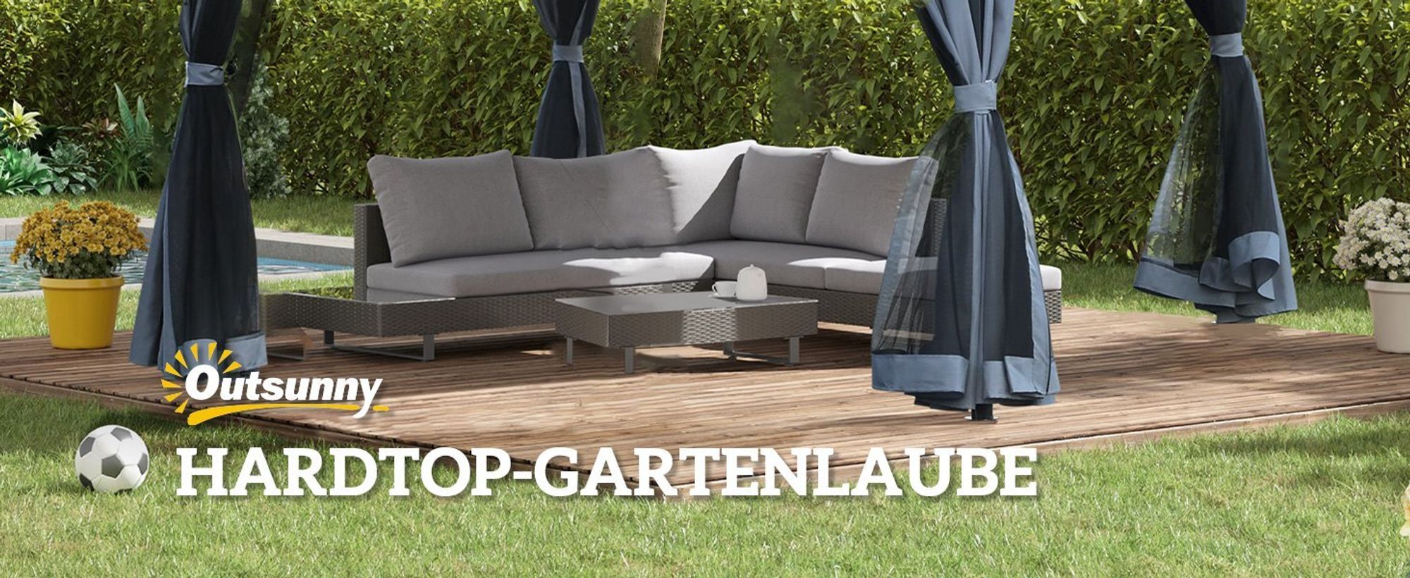 Outsunny Pavillon Gartenpavillon Gartenzelt mit Seitenteilen PC Dach