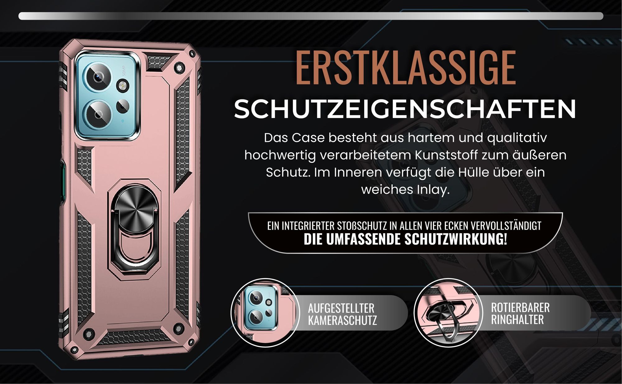 Handycase in Rosegold für Xiaomi Redmi Note 12 mit Kameraschutz