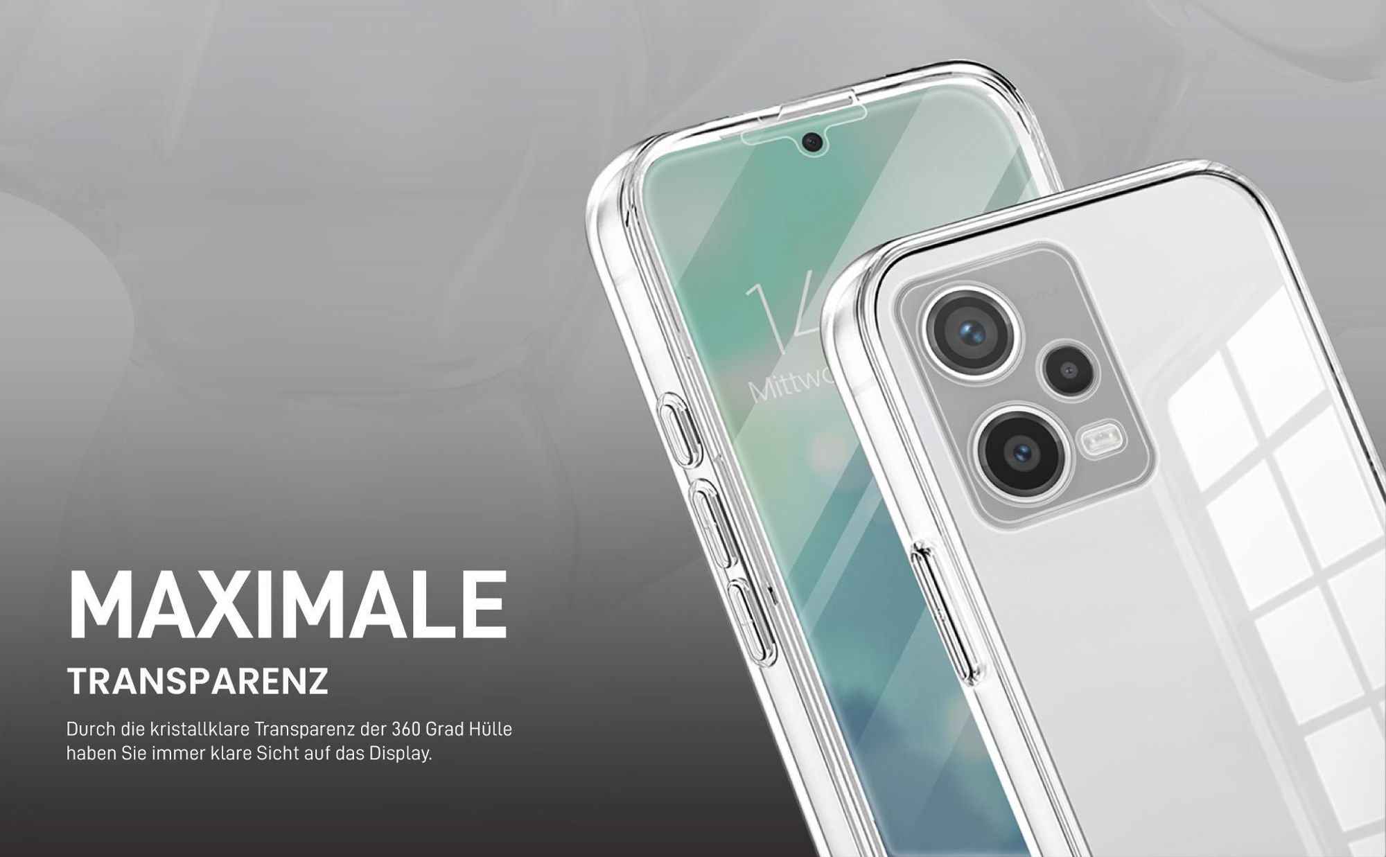 Transparentes 360 Grad Cover Front Back für Xiaomi Redmi Note 12 Pro+ 5G