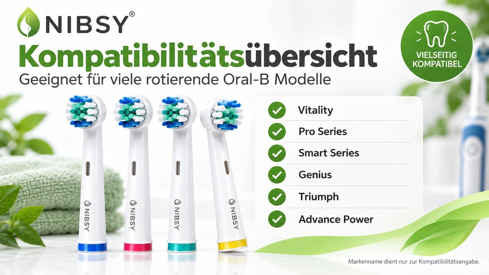 NIBSY Aufsteckbürsten für Oral-B Vitality Pro Smart Genius Triumph und Advance Power