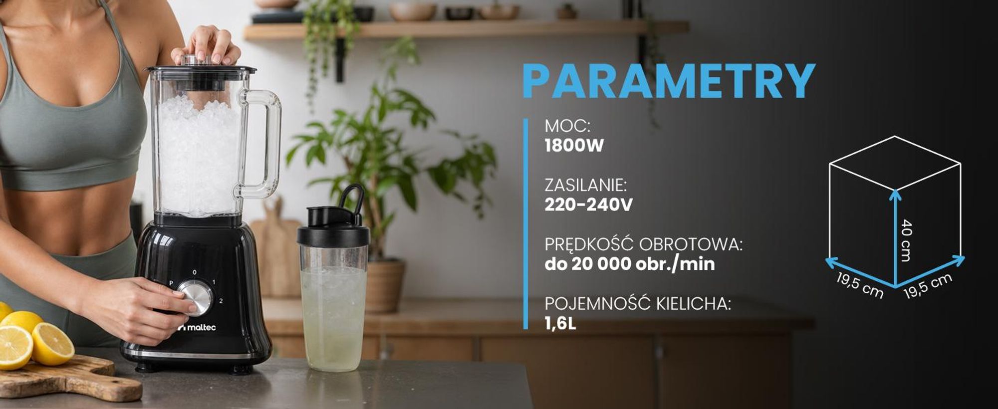 MalTec Blender Kielichowy BL1800W + akcesoria