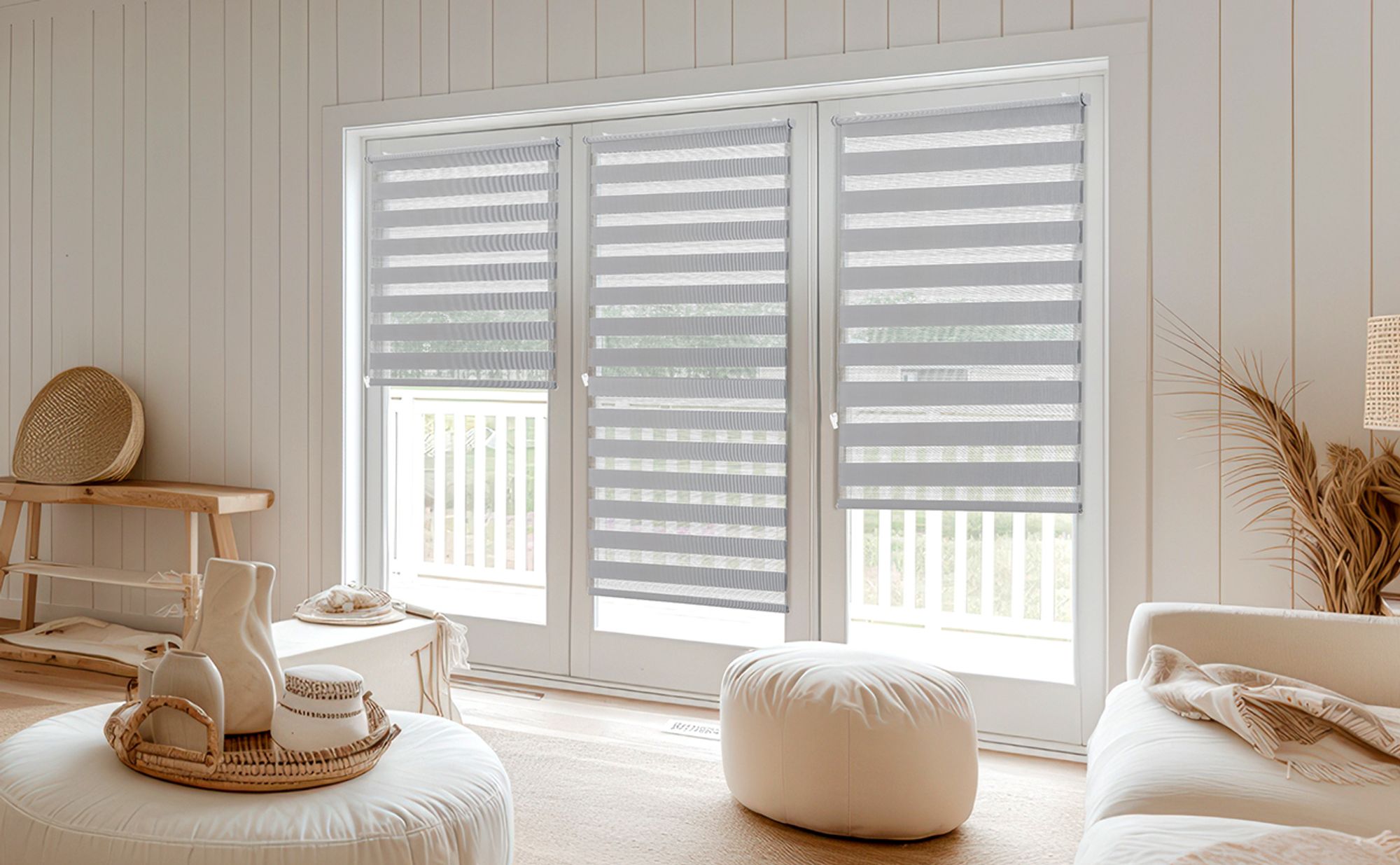 Doppelrollo 95x210cm Grau Duo Rollo Klemmfix ohne Bohren Jalousie Rollos für Fenster und Tür