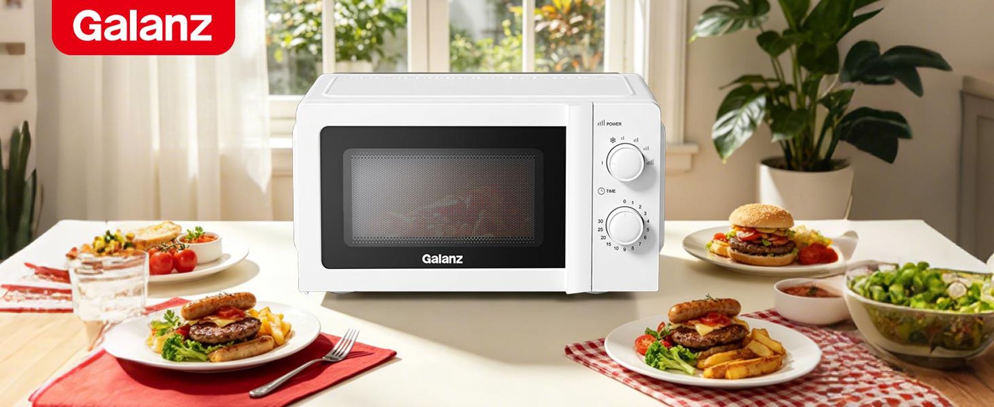 Galanz Mikrowelle 20L 700W Auftaufunktion 6 Leistungsstufen weiß