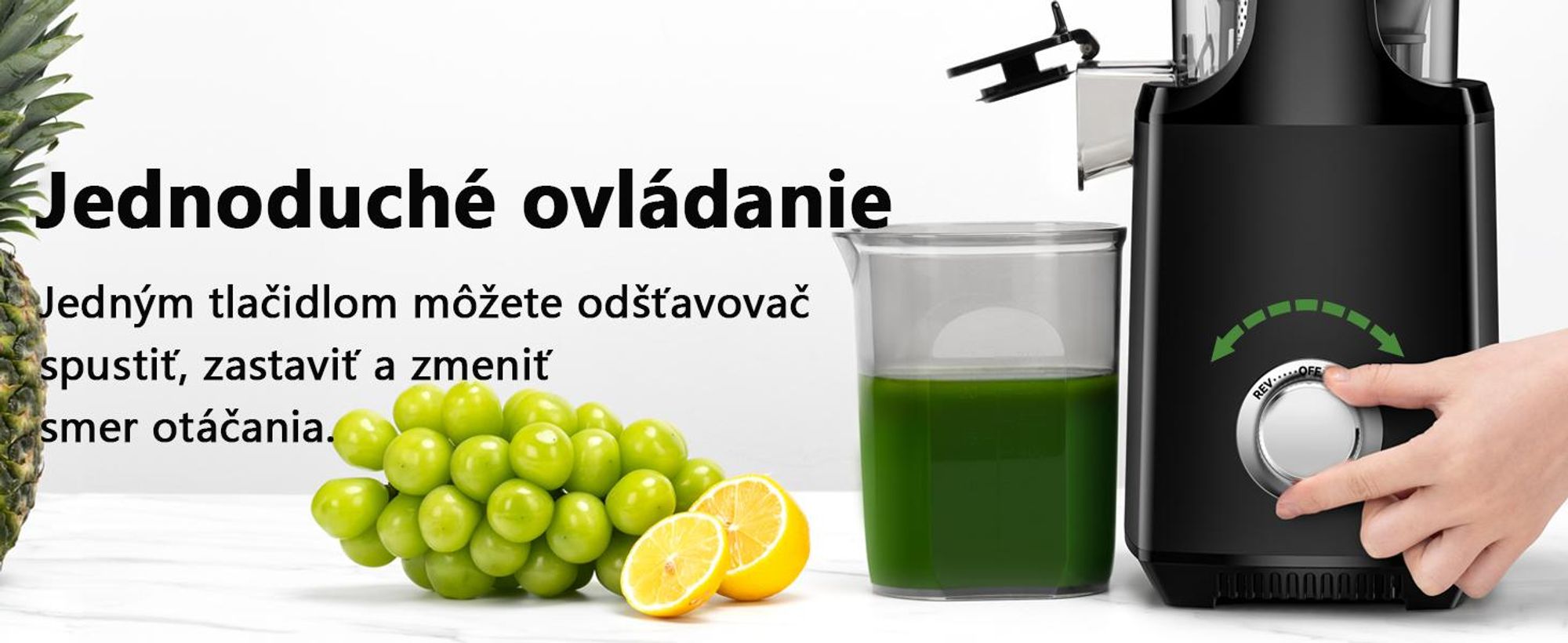 Pomalý odšťavovač LINKChef SJ-052-EU-BL, objem 1,8 l, vhodný na zeleninu a ovocie, trojitý filtračný systém, ľahko sa čistí - čierny