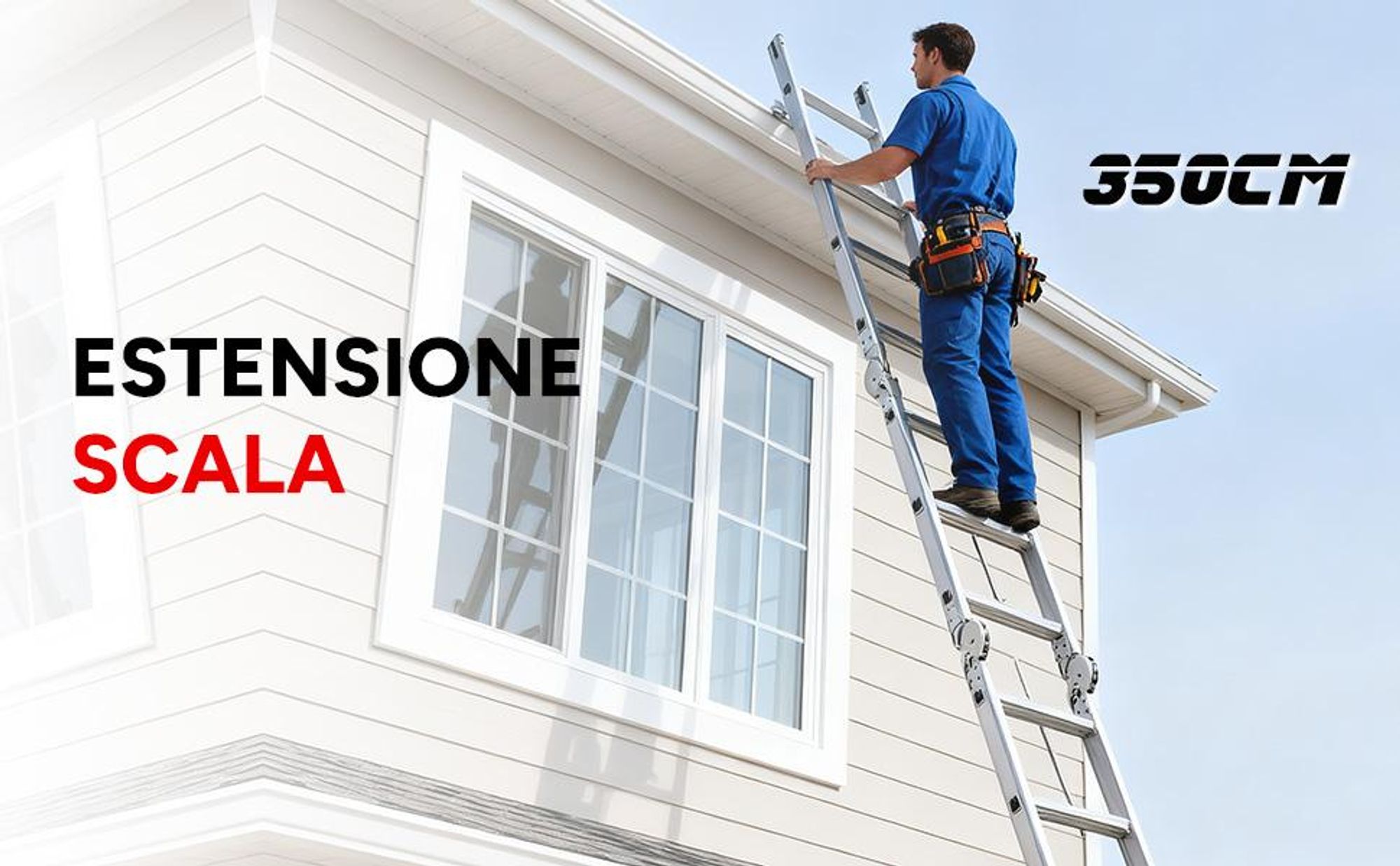 OUTIGO Scala multiuso, Scala multifunzione, Scala pieghevole, Scala telescopica, Scala a cavalletto 4x3 350cm, Scala appoggiante, Scala a dondolo
