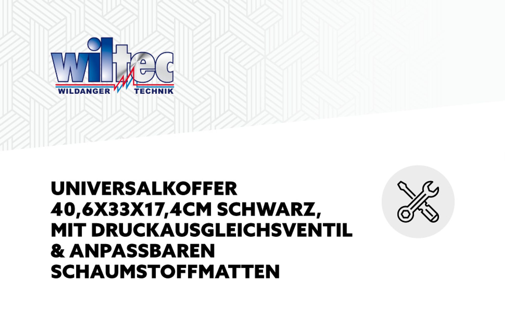 Wiltec Universalkoffer 40,6x33x17,4 cm schwarz, Schutzkoffer Wasserdicht mit Druckausgleichsventil & anpassbaren Schaumstoffmatten