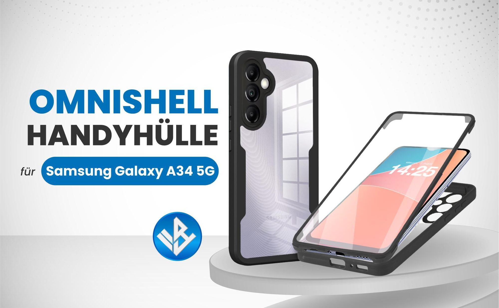 Schwarze 360 Grad Hülle für Samsung Galaxy A34 5G mit Kameraschutz