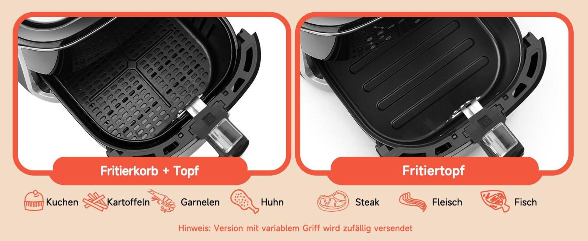 Aigostar Cube Heißluftfritteuse 7L 1900W LED Display Schwarz