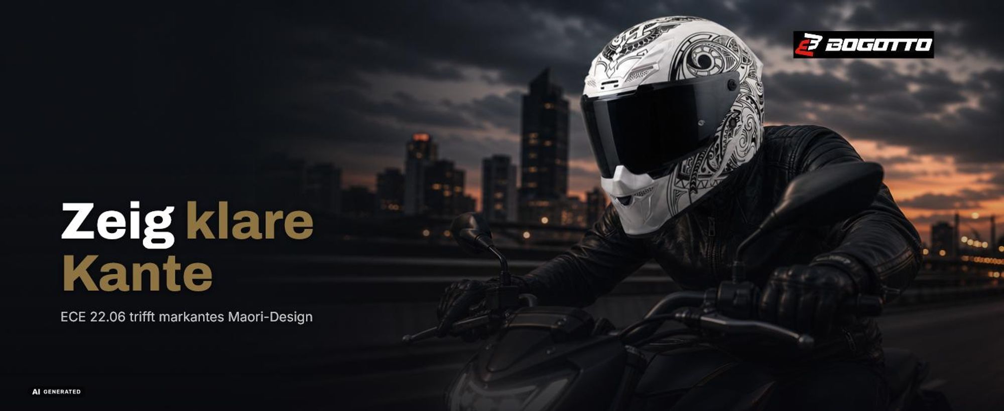 Bogotto Motorradhelm Blade Maori L mit Sonnenvisier und Pinlock-Vorbereitung