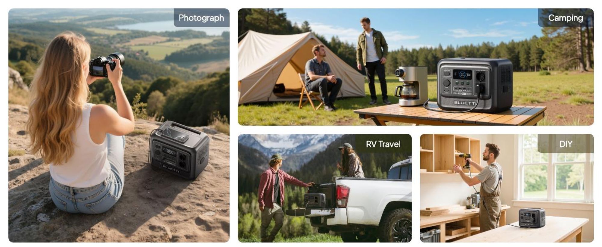 BLUETTI Elite 100 V2 + 100W Tragbare Power Station, 1024Wh Batterie Backup mit 2 1800W AC Ausgängen , Solar Generator für Camping, Stromausfälle