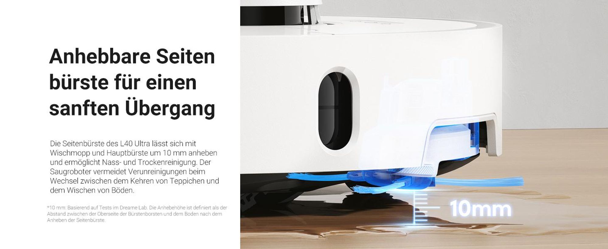 Dreame L40 Ultra Roboter Staubsauger mit Wischfunktion,11KPa Saugleistung,65°C selbstreinigendem,0 tangle Bürste,Obstacle Avoidance,All-in-One-Dock