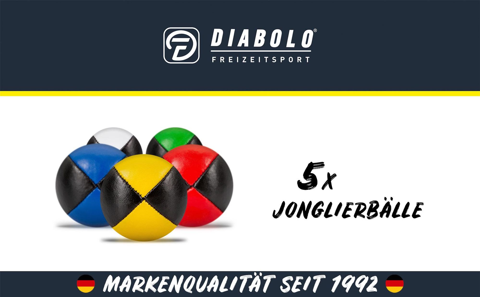 Diabolo jonglierbälle erwachsene -  62 mm Set mit 5 jonglierbälle In vier Farben | jonglierbälle anfänger kinder mit plastikfreier Geschenkverpackung