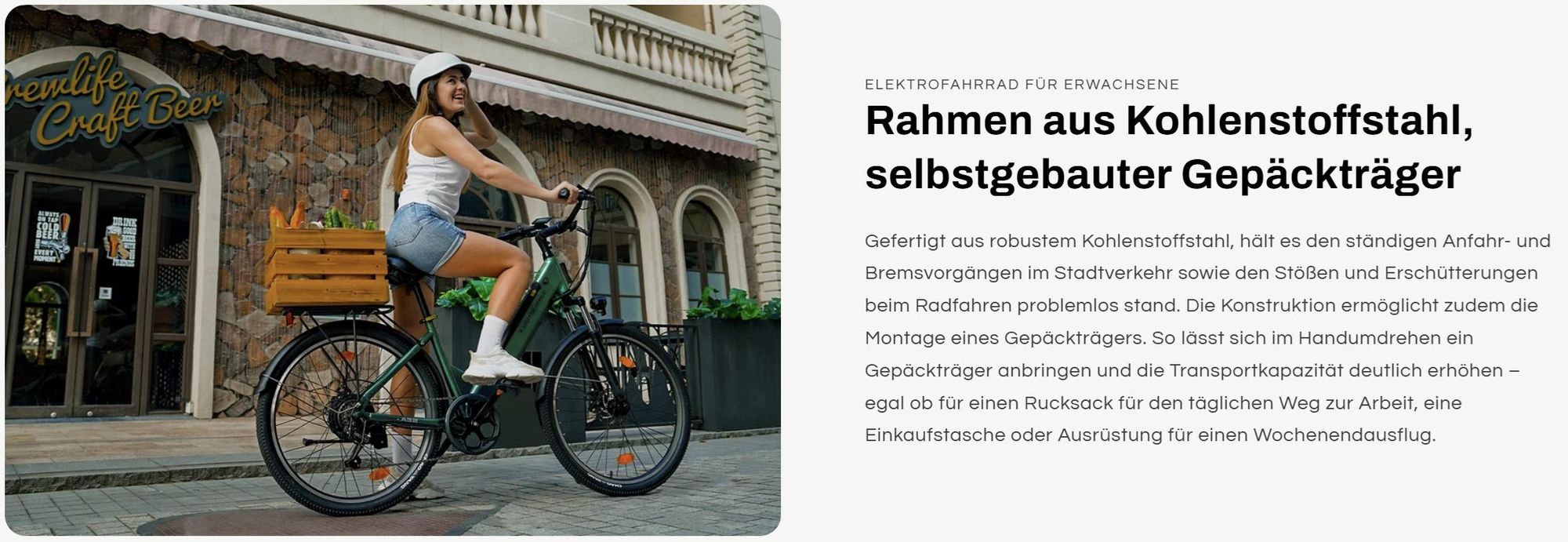 A32 E-Bike Türkis Citybike 26 Zoll, mit 50 Nm Boost-Power-Vorderradfederung, 36V 12,8Ah Akku, Shimano 7-Gang, Scheibenbremsen, 250W, Grün