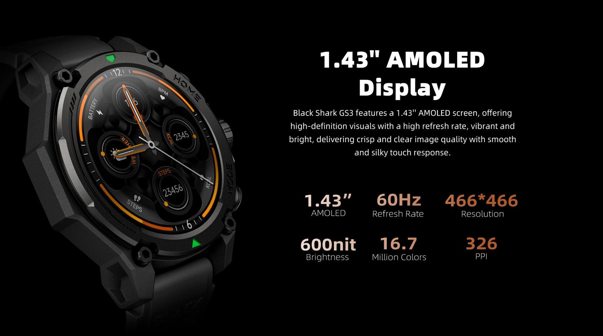 GPS smart hodinky BLACK SHARK GS3 1,43" AMOLED GPS 21 dní Farba Zelená