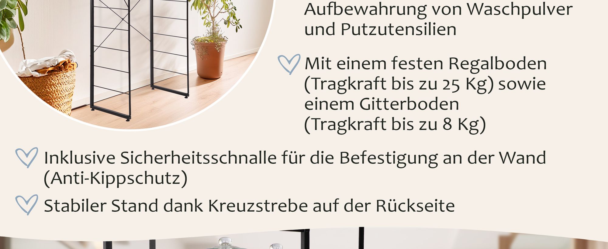 ONVAYA® Waschmaschinenregal ǀ schwarz ǀ mit Kleiderstange und 4 Haken ǀ ideal über Waschmaschine, Trockner oder WC ǀ Toilettenregal aus Metall