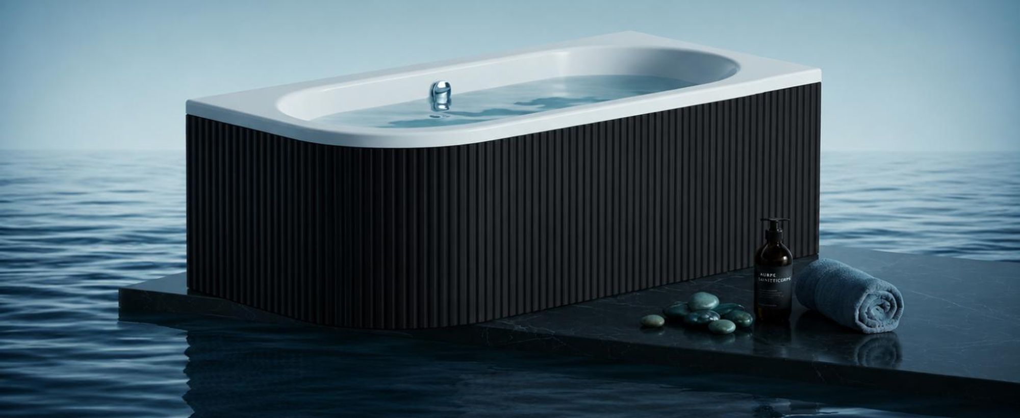 AQUA for you | Badewanne - BESCO AVITA - Eckbadewanne - 150x75 cm - RECHTS - Schwarz - mit Schürze, Füßen, Ablaufgarnitur, Rechteck Badewanne