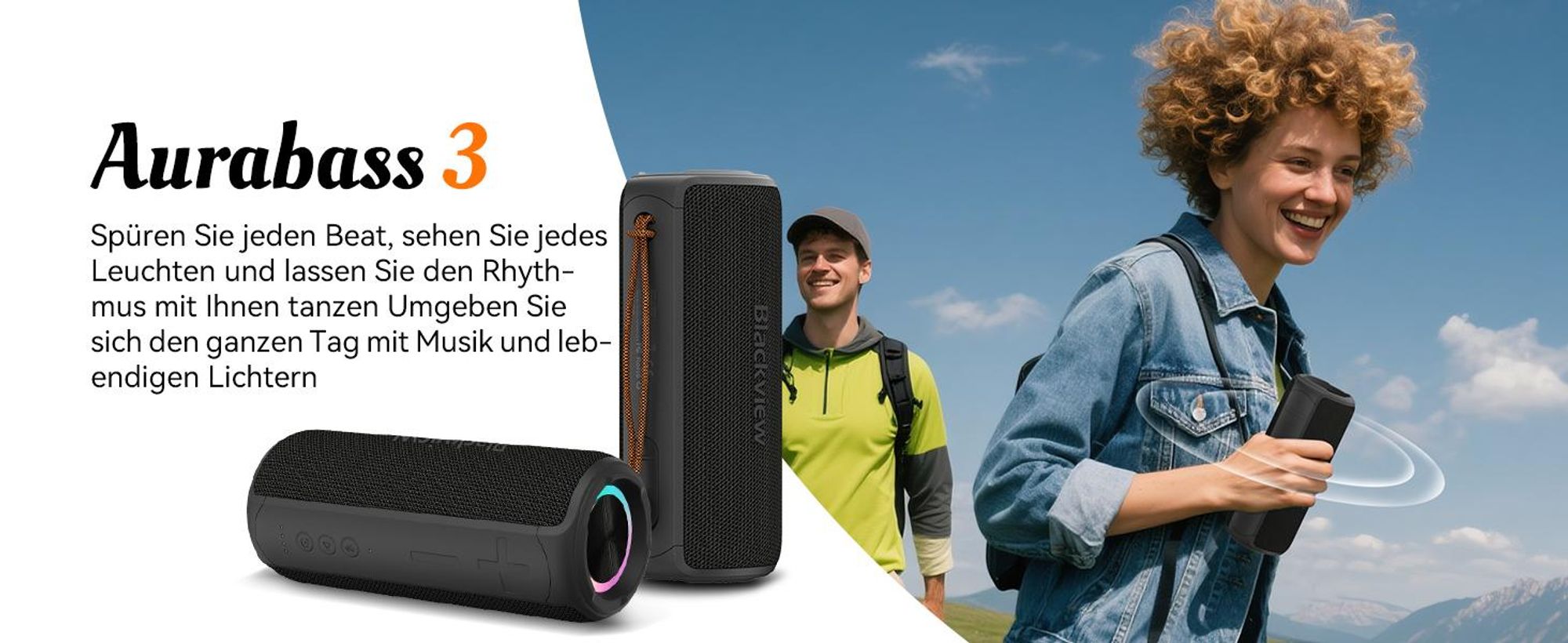 Blackview Aurabass 3 Bluetooth Lautsprecher Bluetooth 5.3 Tragbarer Musikbox Bluetooth Box mit TWS Stereo, Kabelloser für iPhone, galaxy usw, 78 dB