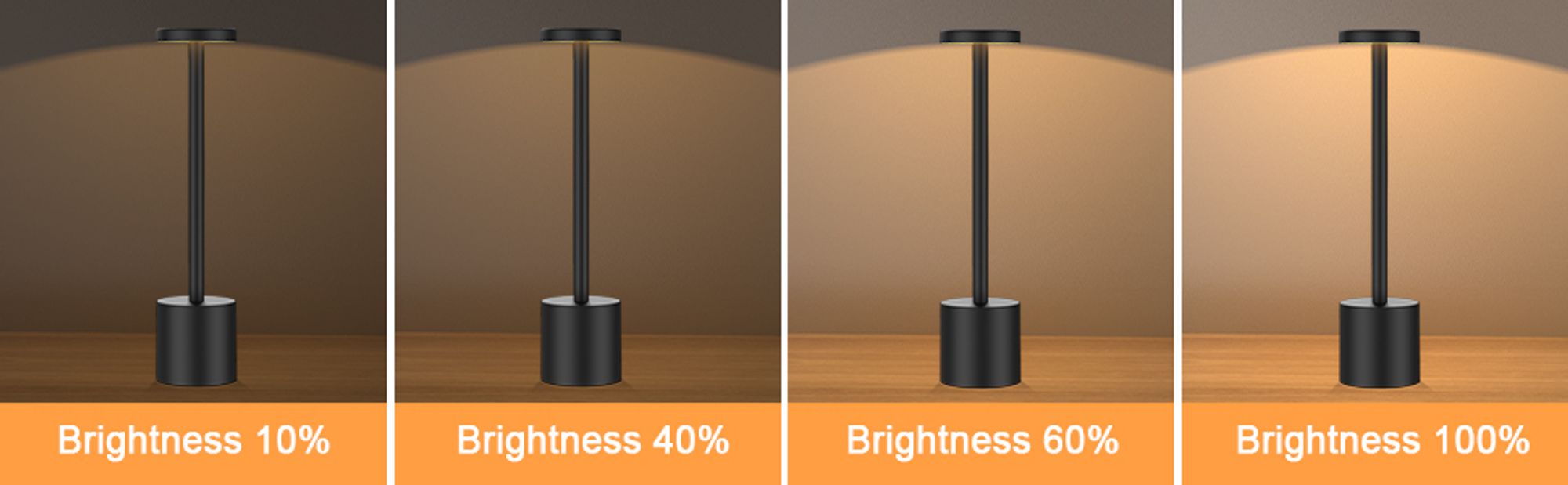 2er LED Nachtlichter Akku Tischlampe Kabellos, 1800 mAh Batterie mit 3 Beleuchtungsmodi Dimmbar Tischlampe , LED Tischleuchte Nachttischlampe,Schwarz