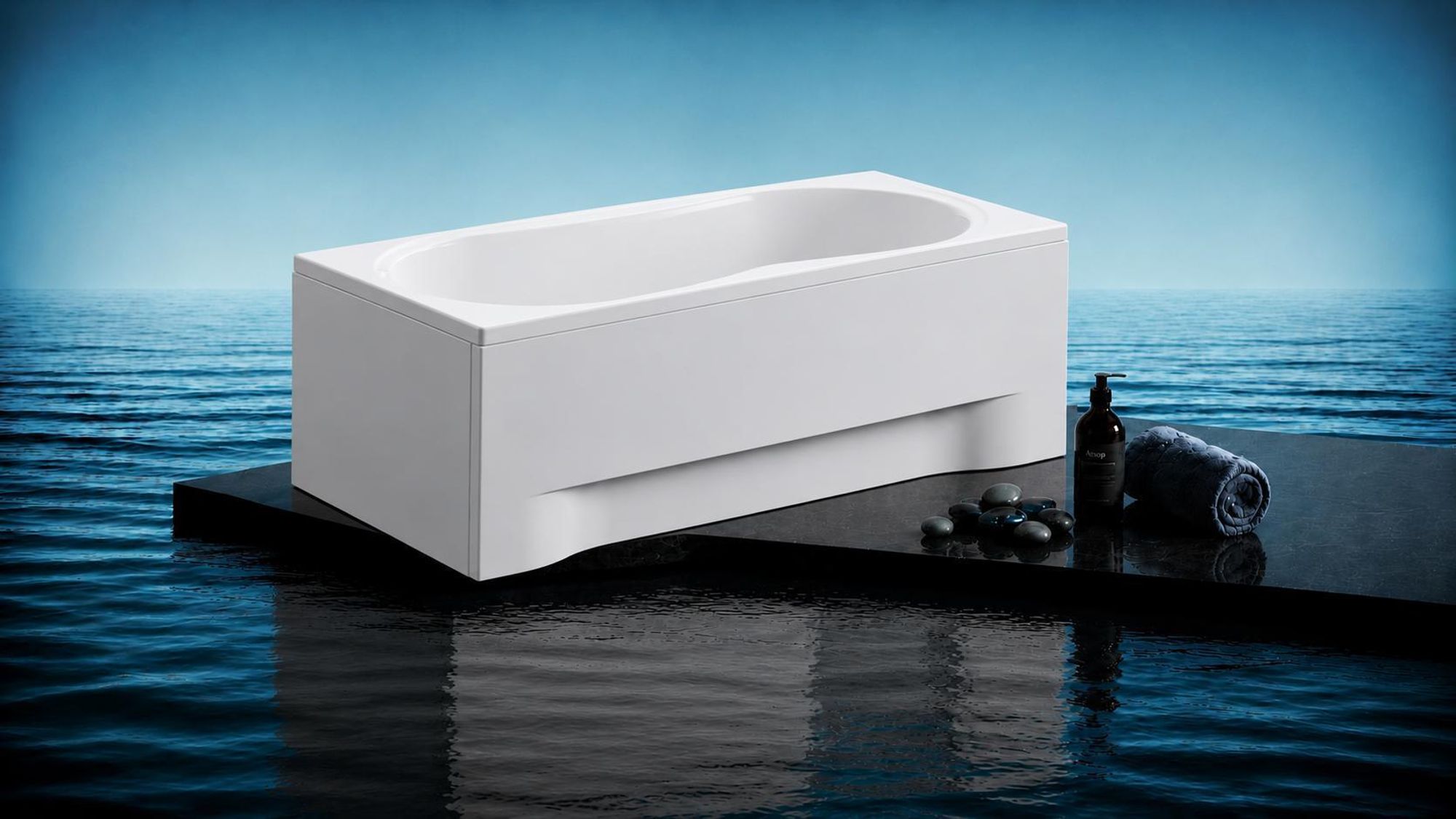 AQUA for you | Badewanne - Polimat GRACJA - Rechteckbadewanne – 180x80 cm – Weiß - mit Chrom-Siphon, Gestell, Füßen, Handtuch, Acrylwanne