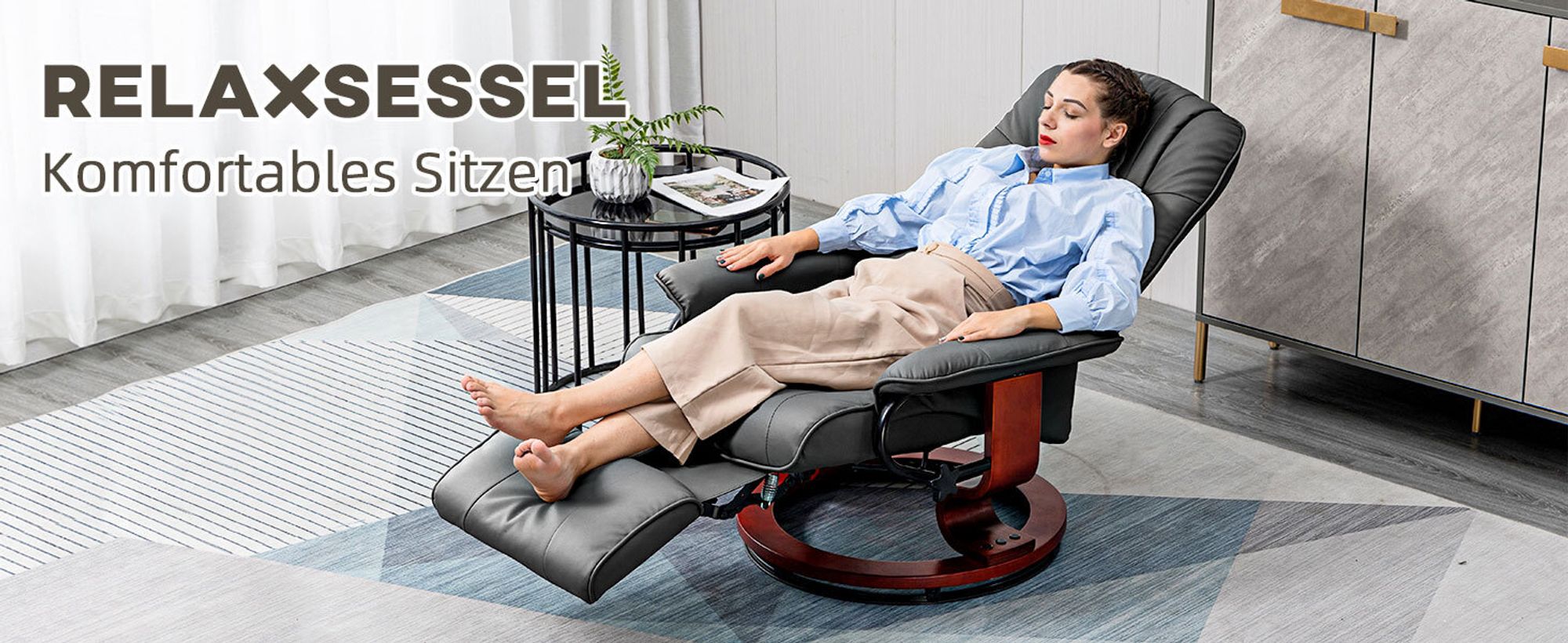 HOMCOM Relaxsessel Fernsehsessel Liegesessel Air-Leder 360° Drehstuhl neigbar