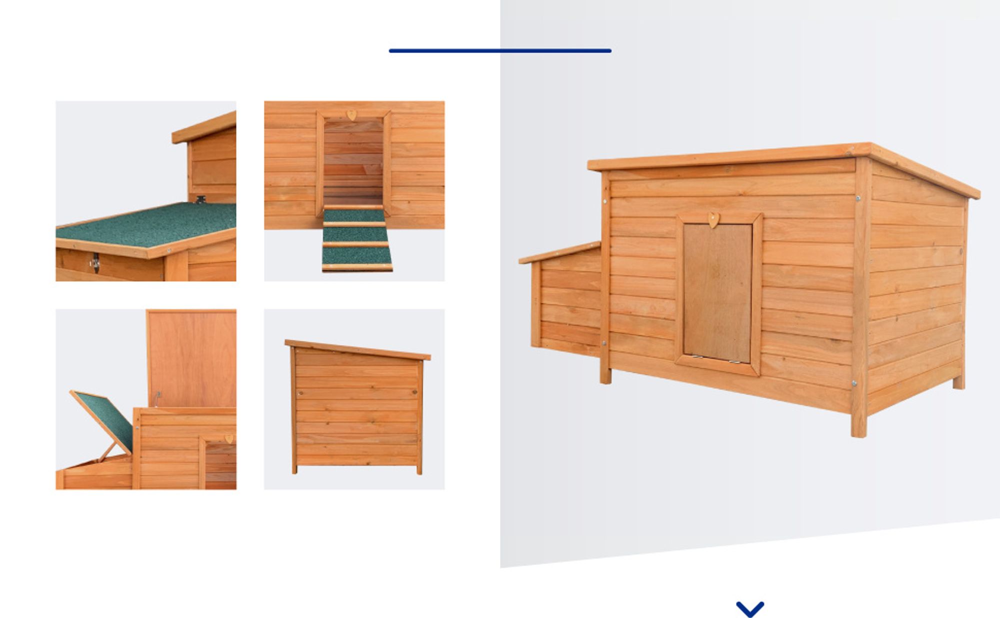 Wiltec Hühnerstall 1360 x 740 x 700 mm rotbraun mit Nistkasten aus Holz, Hühnerhaus mit Unterschlupf, isoliertem Dach und Kotwanne verzinkt