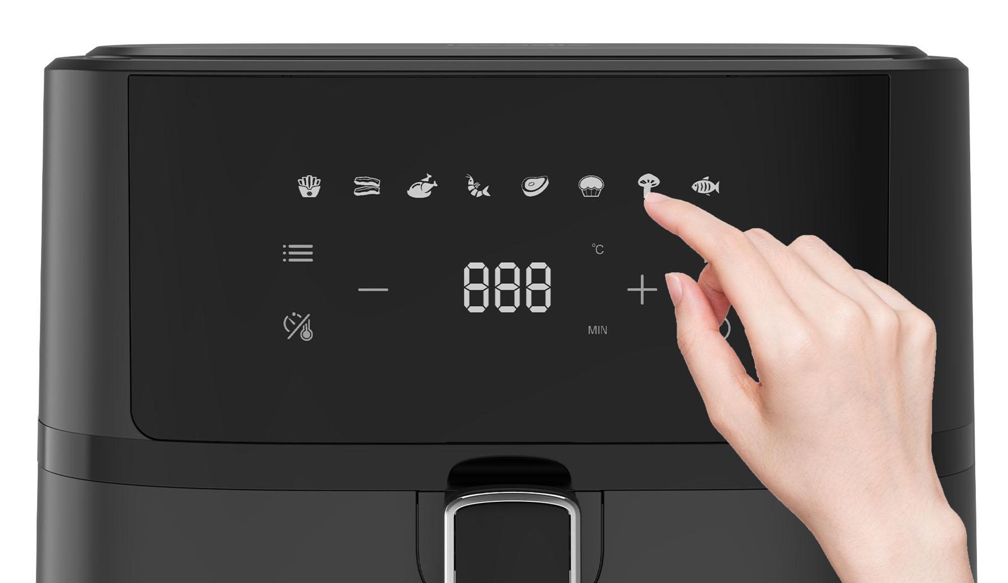 Heißluftfritteuse, 6,5 L Airfryer, Fritteuse Ohne Fett mit Metallinnenraum, 1700W Heissluftfriteuse mit 8 Kochprogramme Digitalem Display