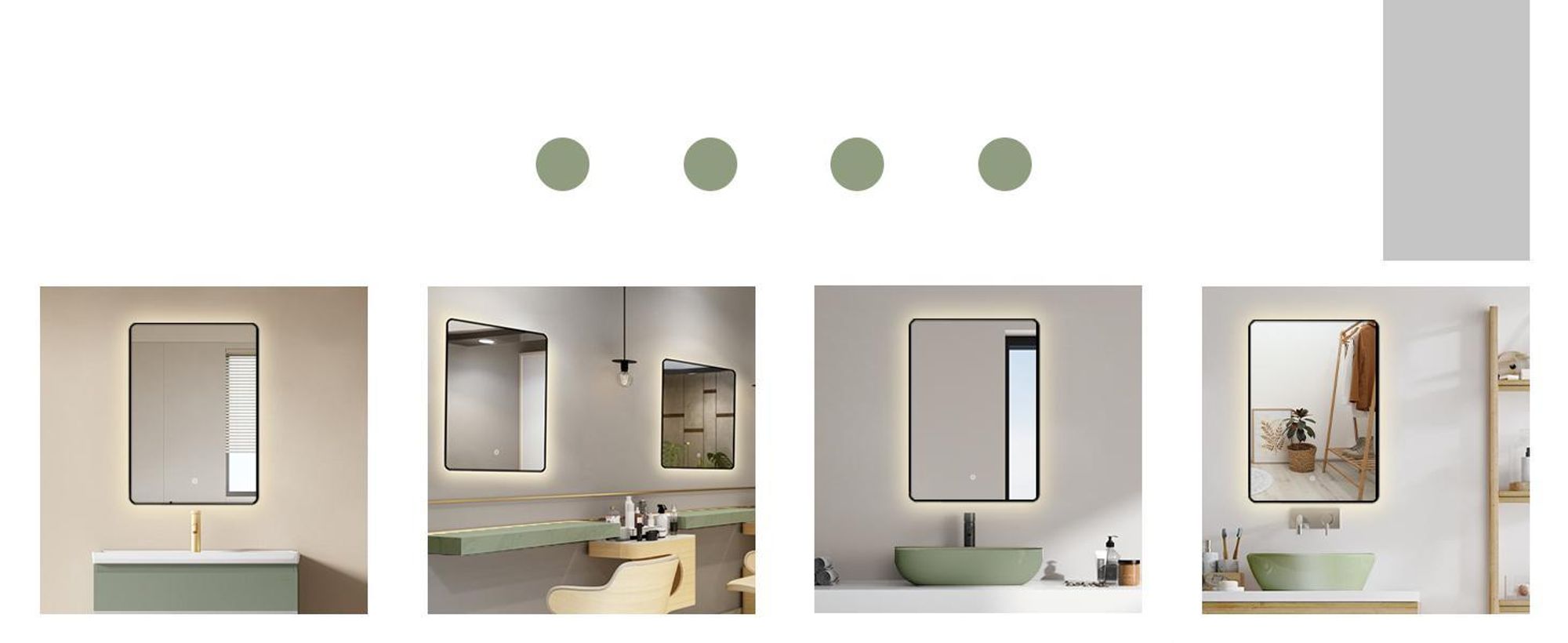 HOKO Miroir de salle de bain 50x70/70x50 cm avec cadre métallique noir+interrupteur tactile+lumière alternant blanc chaud/blanc froid/neutre 2700-6500K. Alabama