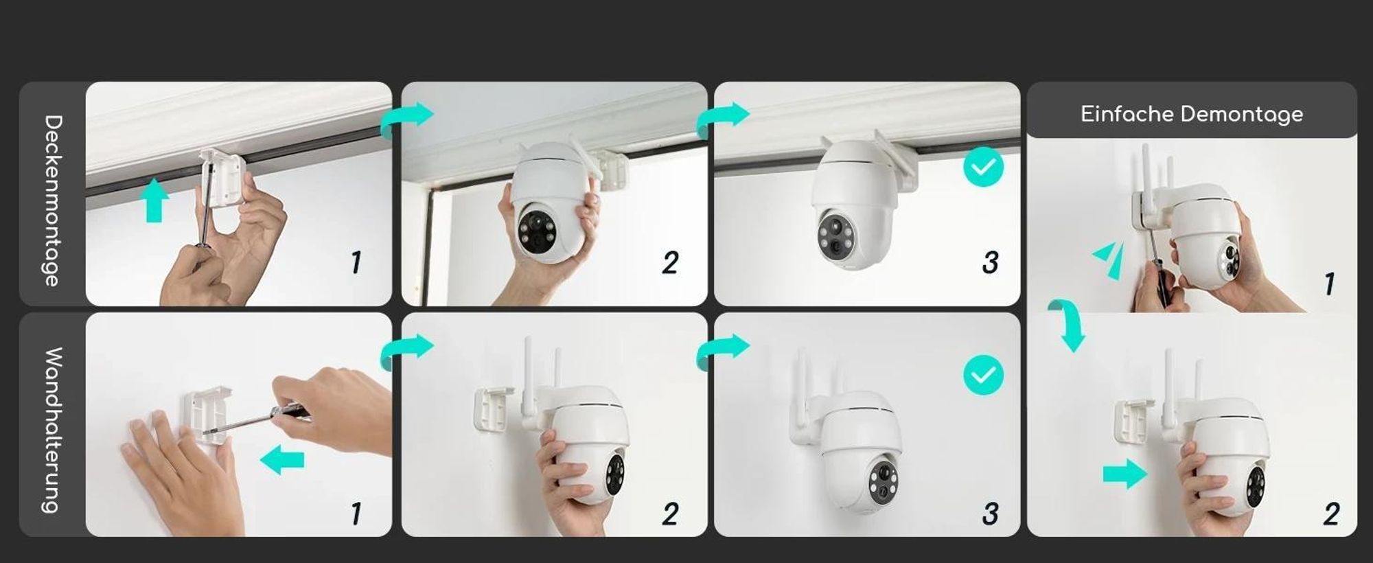 2K Überwachungskamera Aussen Akku, 355° und 90° Schwenkbar, WLAN IP Kamera Outdoor mit Farbnachtsicht Personen/Bewegungserkennung, IP66, wit64GB