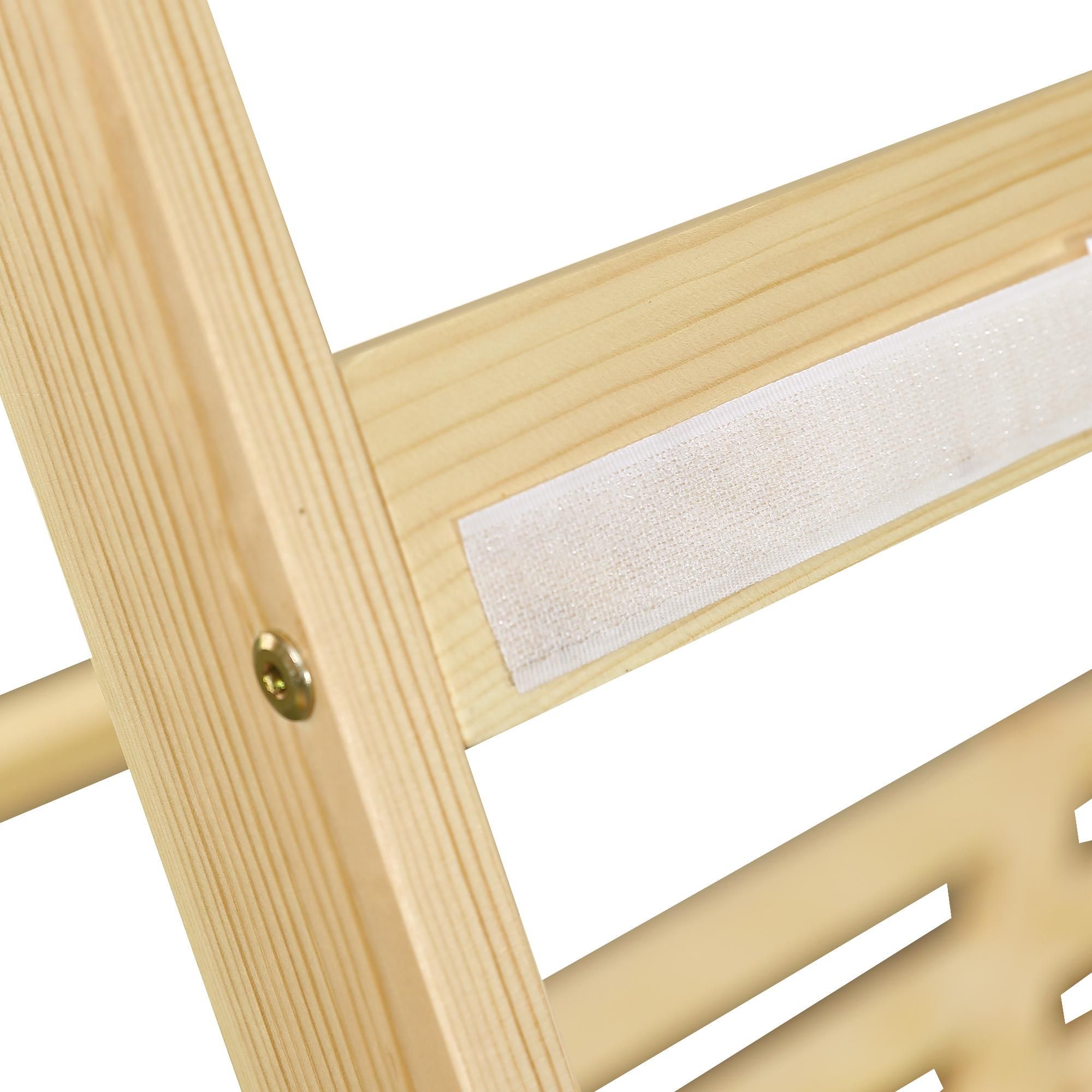 Flieks Kinderbtt Hausbett 90x200cm mit abnehmbarem Zelt, Bodenbett Einzelbett mit Rausfallschutz und Lattenrost, Naturbelassen