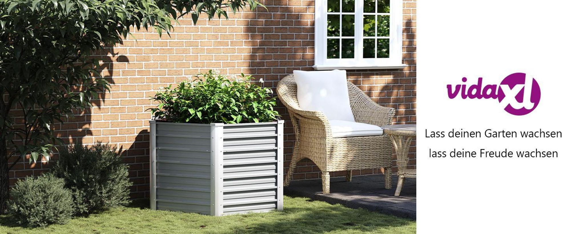vidaXL Garten-Hochbeet Verzinkter Stahl 129x129x77 cm Grau