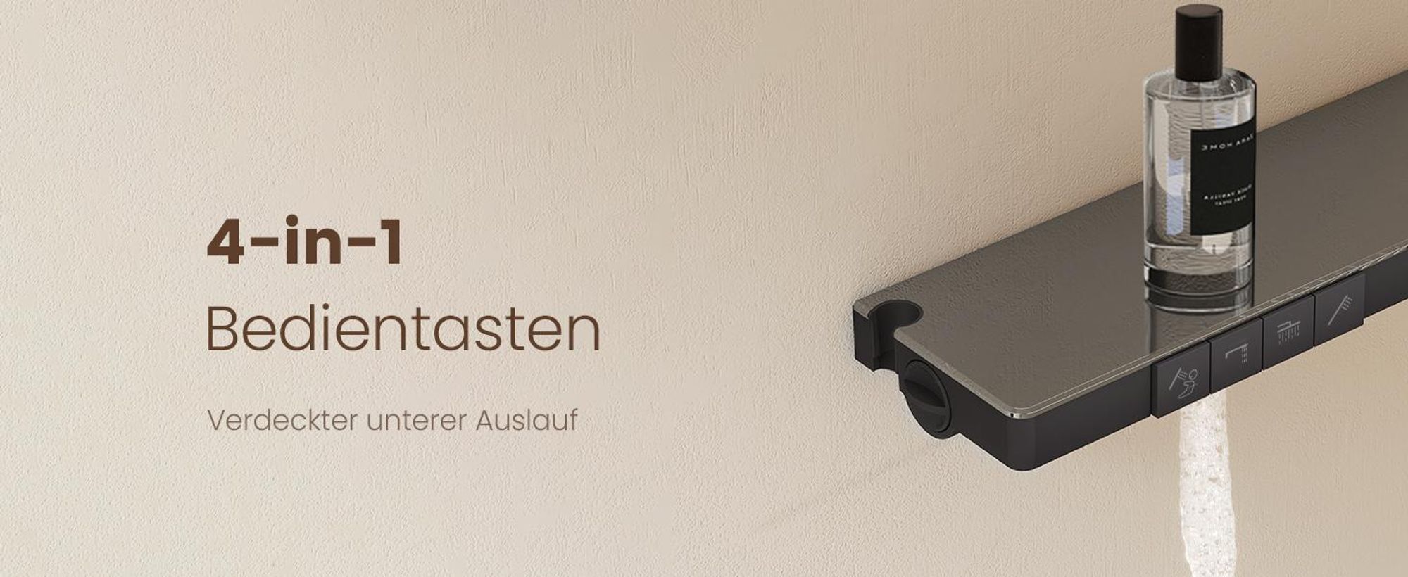 EMKE® Duschsystem mit Thermostat Schwarz mit Kinderdusche, Digitalanzeige & Chlorfilter 4 Ausgänge Rund Regandusche Familienfreundlich Duschsäule F23