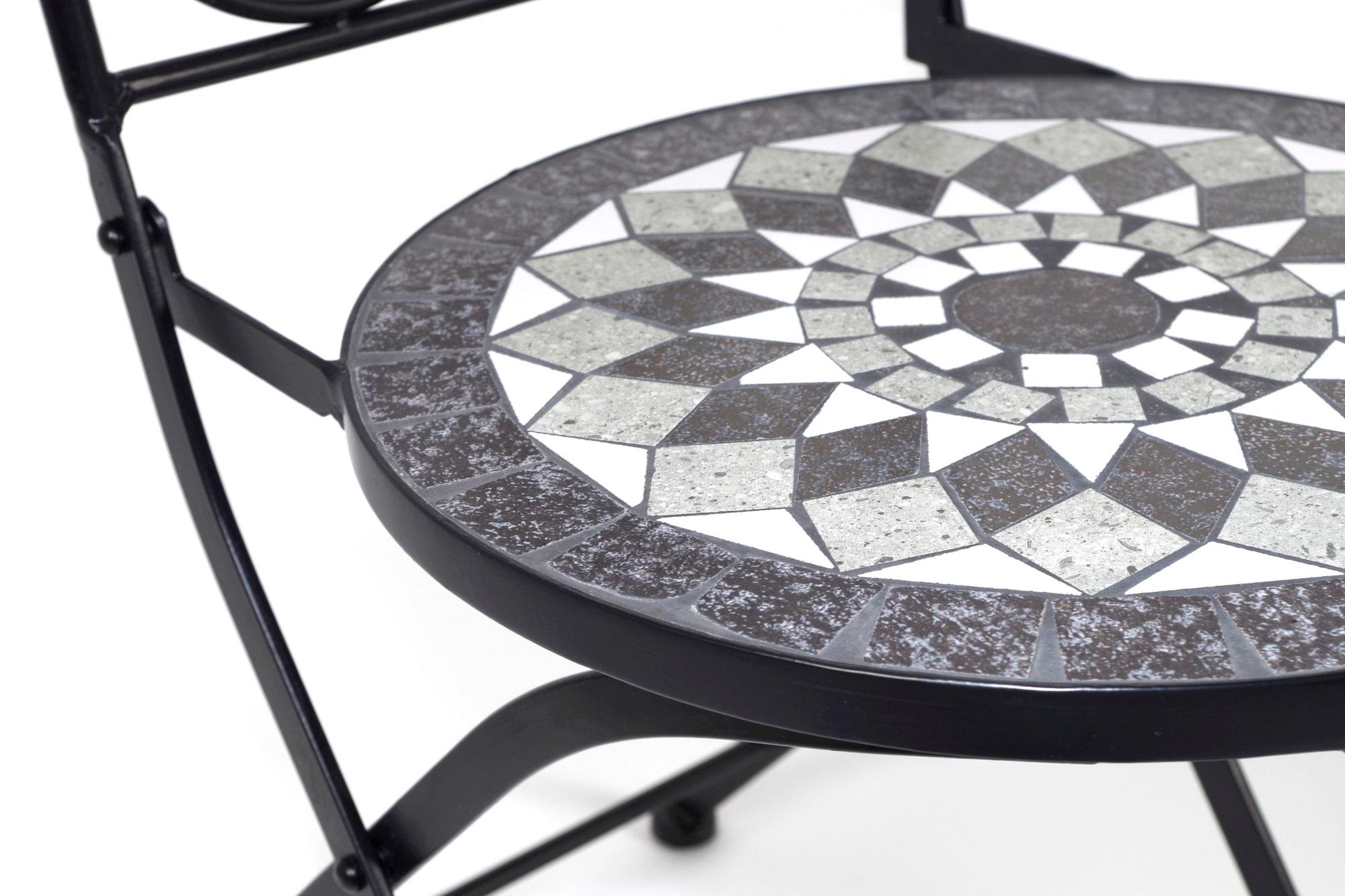 Kobolo Sitzgruppe Gartenmöbel MOSAIK - 1 Tisch - 2 Stühle - Metall - Mosaik grau - Chair Balkonmöbel Balkonstuhl Möbel Bistro Dining Design Modern