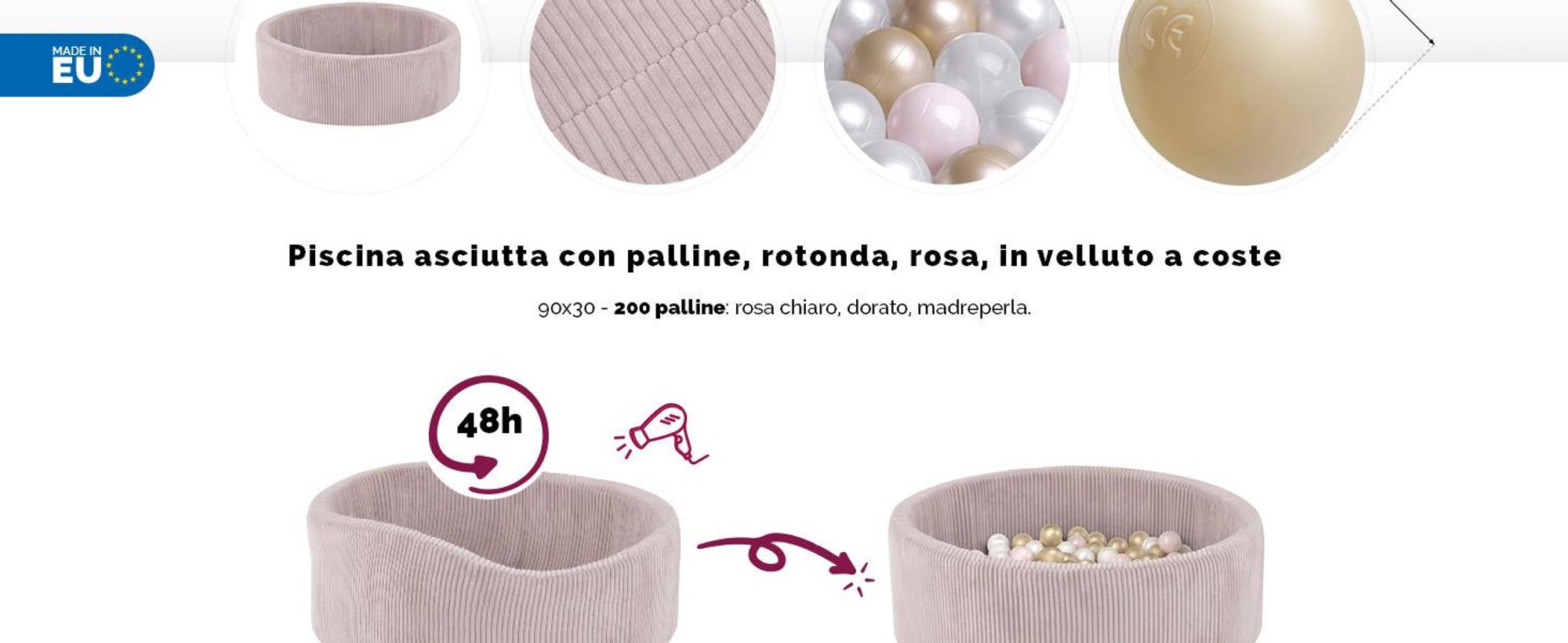 MISIOO bagno di palline con imbottitura in schiuma - 90x30cm - 200 palline per bagno di palline - Palline da bagno di alta qualità per bambini - Giocattolo morbido e sicuro
