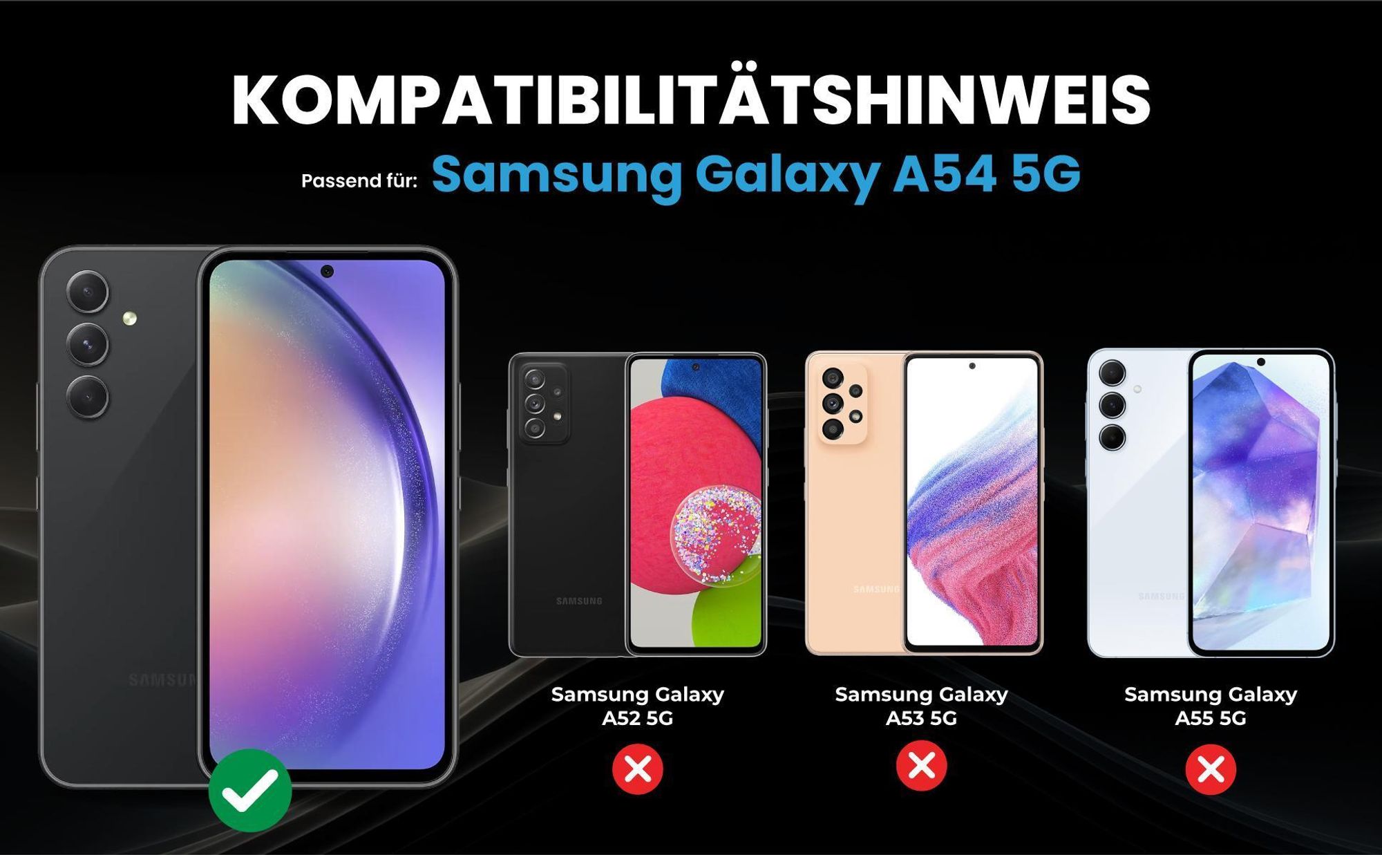 Kompatibilitätshinweise Hülle für Samsung Galaxy A54 5G