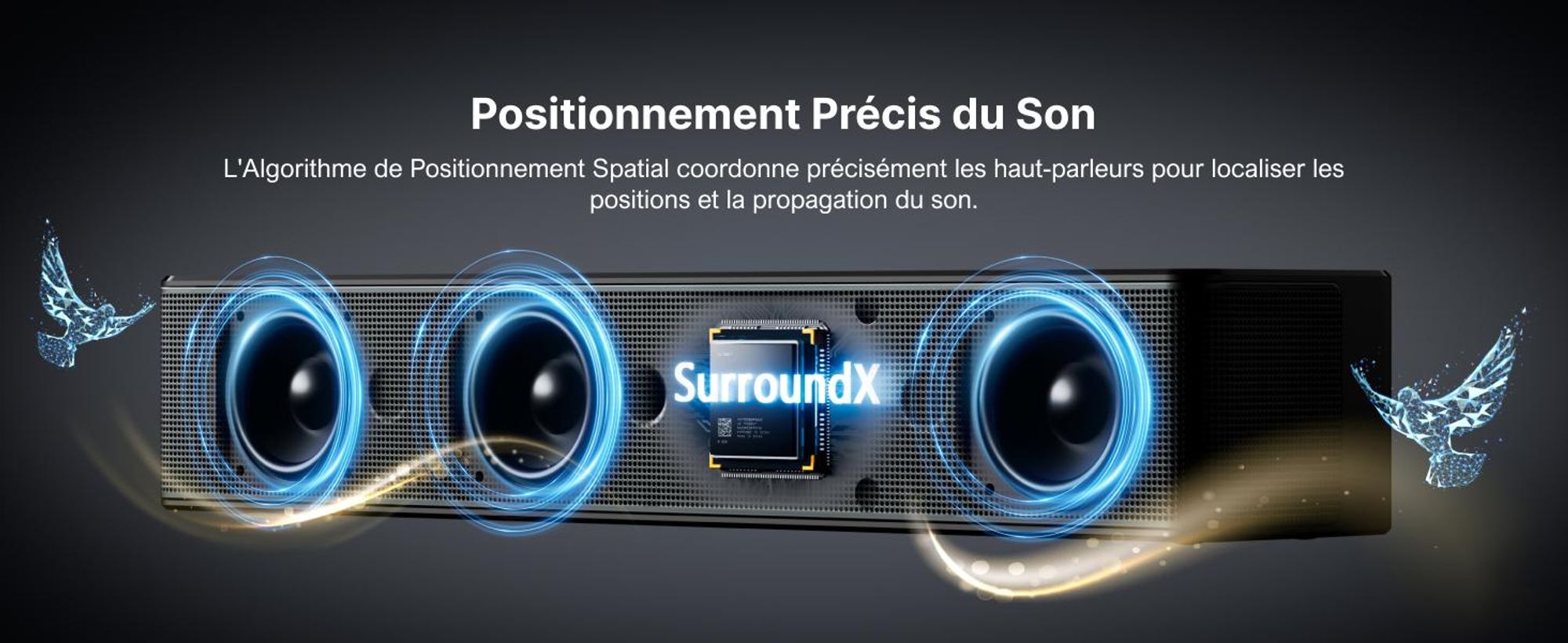 ULTIMEA 7.1 Virtual Surround Sound System pour TV, puissance de crête 410W, barre de son avec caisson de basses réglable et boîte surround, contrôle APP