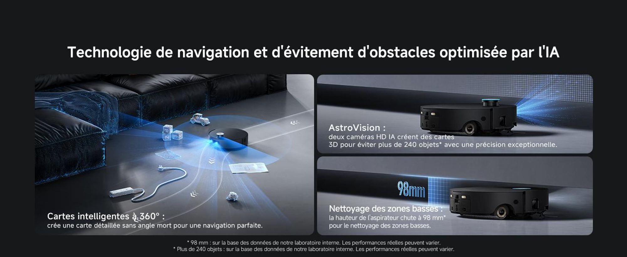 Dreame Aqua10 Ultra Roller, Sans sac, Noir, Sac à poussière, 3 roues, 0,2 l, Rechargeable, Purification