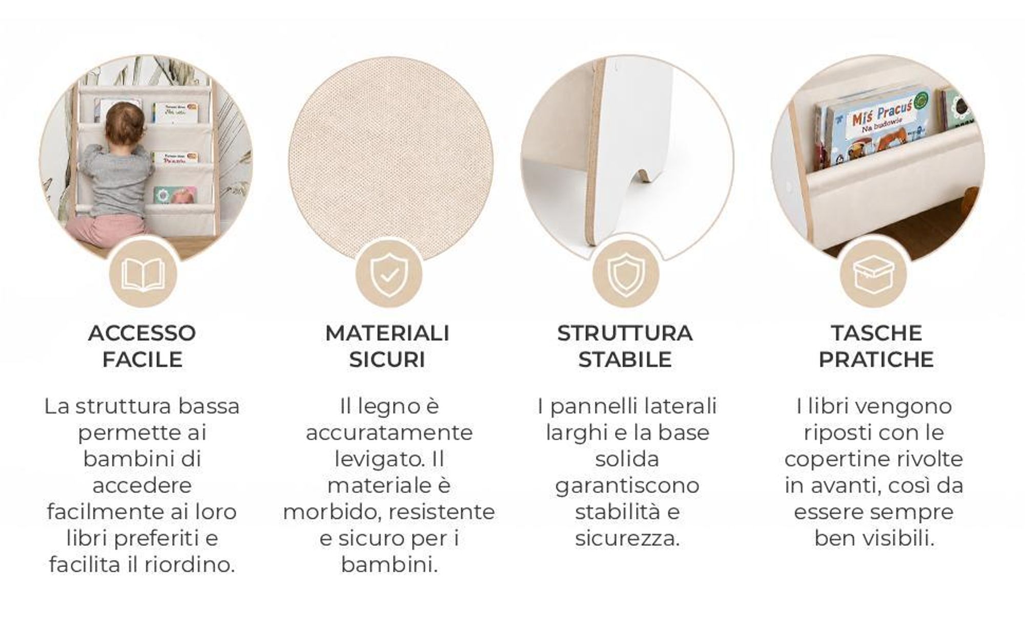 MAMOI® libreria per bambini, libreria per la camera dei bambini, scaffale per libri, scaffale a parete, libreria per bambini, libreria per bambini, panca per libri in legno per bambini
