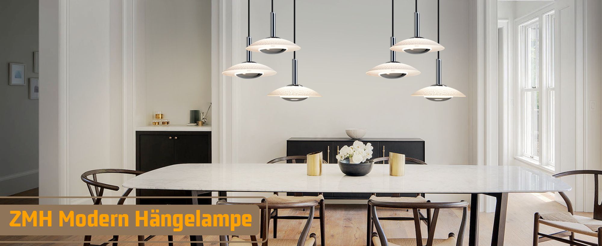 ZMH Pendelleuchte Esstisch LED Hängelampe 3 Flammig  Chrom Glas Metall Rund Pendellampe Esszimmer Modern Hängeleuchte 3000K Warmweiß