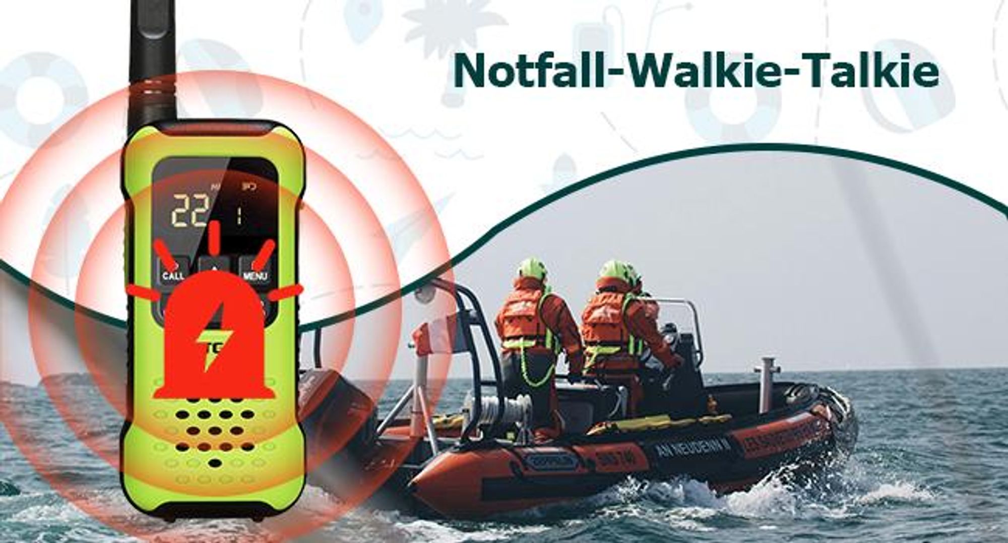 Retevis RT649P Walkie Talkie, IP67 Wasserdicht, 1200 mAh Aufladbar PMR Funkgerät, SOS-Alarm Walkie Talkie 4er Set zum Kajakfahren, Surfen, Angeln