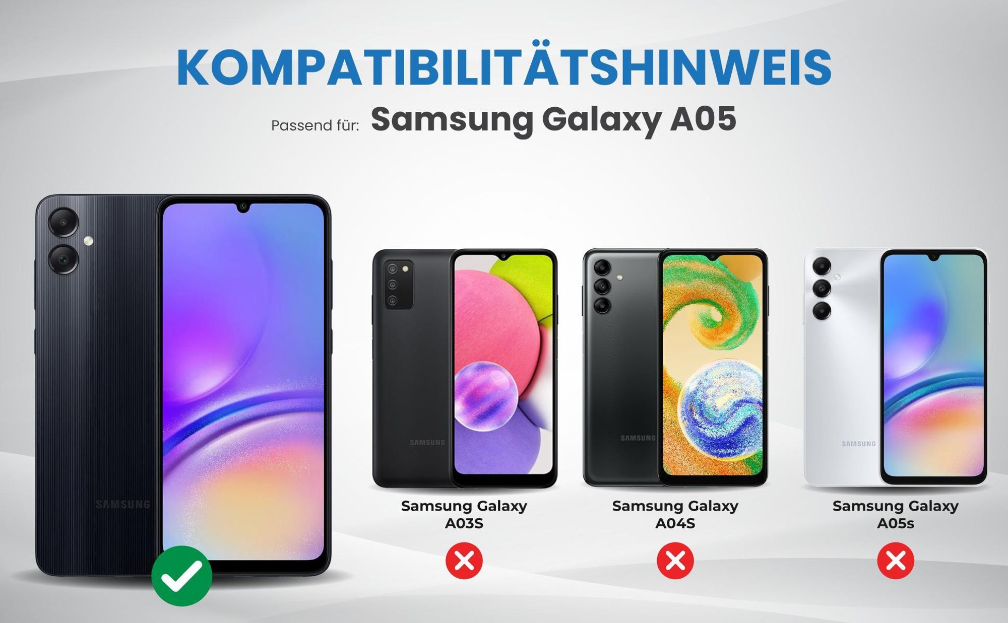 Kompatibilitätshinweise Hülle für Samsung Galaxy A05