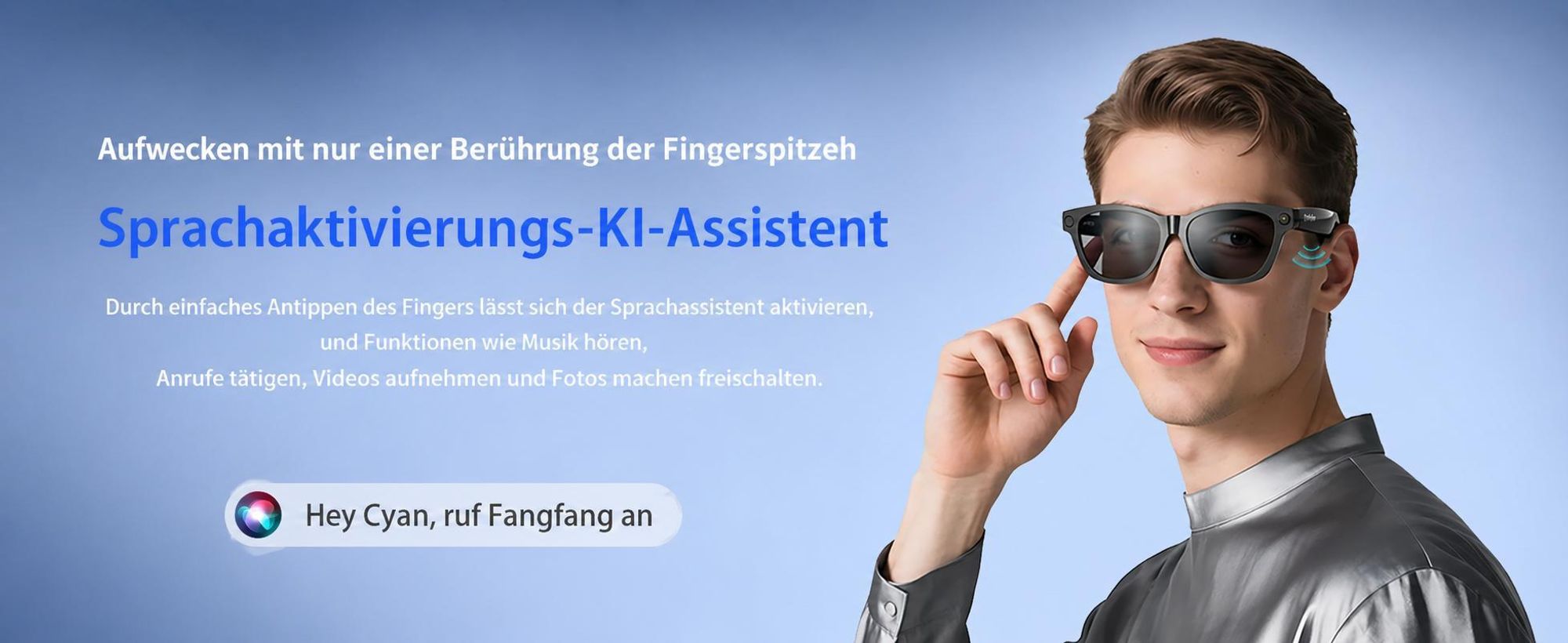 Lunettes connectées Blackview BV100 avec assistant IA, appareil photo 8 Mpx et audio ouvert - Bluetooth 5.4, 51 h d'autonomie en musique, mains libres, IP54