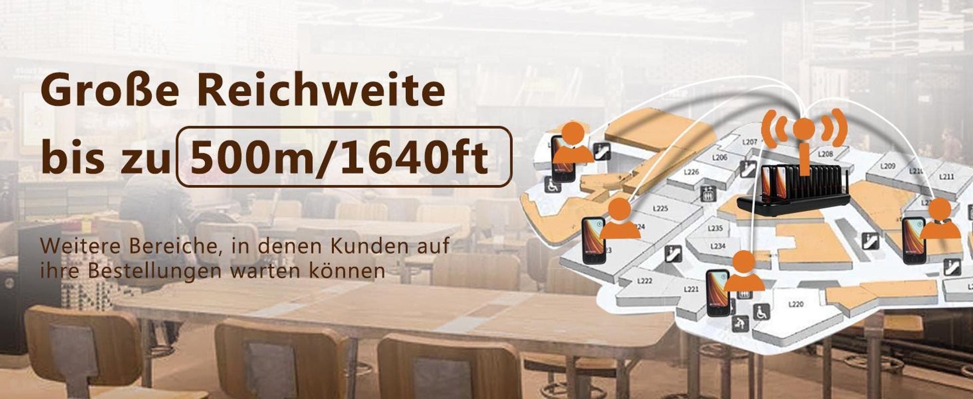 Retekess TD173 Restaurant Pager System, 20Pagers, 500M Pager Rufsystem, 7 Rufmod, 24H, Pager Pieper für Food Court, Hotel, Café, Bar, walkie talkie