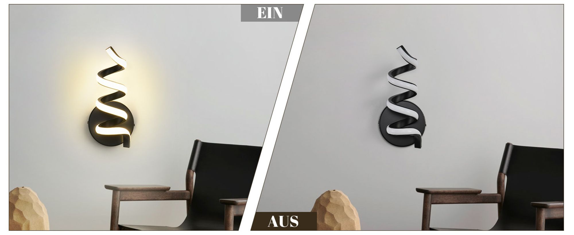 ZMH Wandleuchte Innen LED Schwarz Wandlampe Treppenhaus Flur Wohnzimmer Schlafzimmer Badezimmer Modern Design Wand Lampe 7W Wandleuchten Warmweiß 3000K