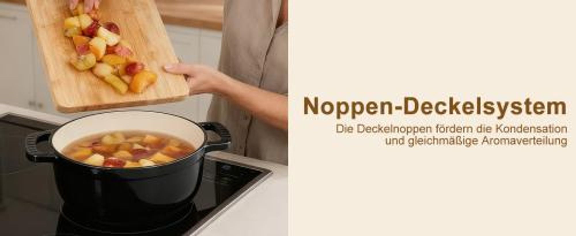FCH Gusseisen Topf 26cm - 5QT-4.6L Emaille Bräter mit Deckel backofengeeignet - für Küche Backen Schmoren Braten (Schwarz)