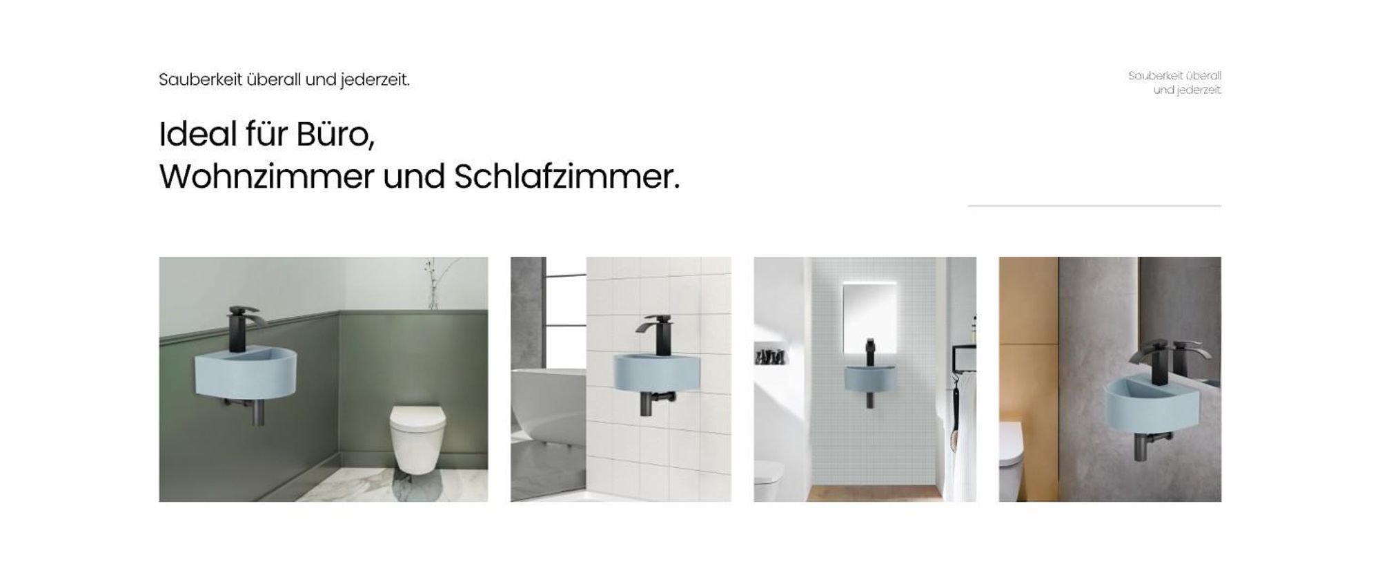 EMKE Kompakt-Wandwaschbecken Keramik U-Form 30.3 × 25.5 × 12 cm – Matt Hellgrau-Blau mit Armaturbohrung