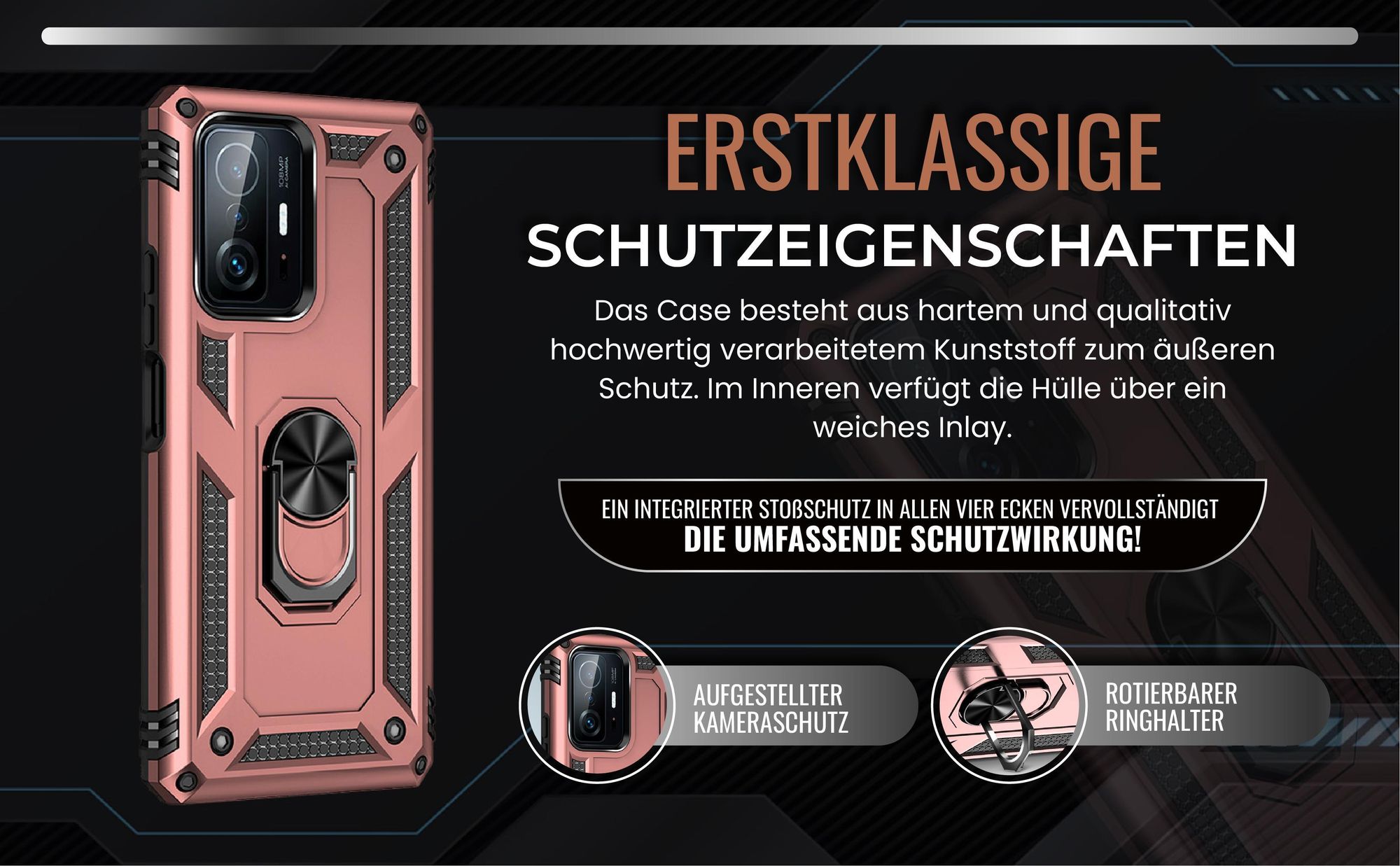 Handycase in Rosegold für Xiaomi 11T / 11T Pro mit Kameraschutz