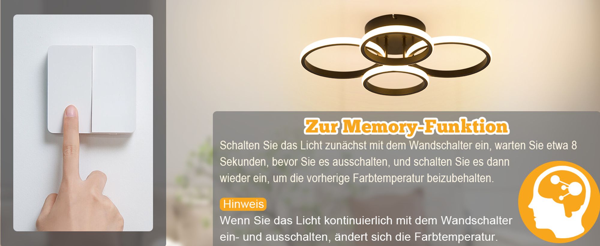 ZMH Deckenlampe LED Deckenleuchte Wohnzimmer Dimmbar Wohnzimmerlampe Modern Schwarz 48W Schlafzimmerlampe 55cm Design Deckenbeleuchtung 4-Ring Küchenlampe mit Fernbedienung für Haus Wohnung