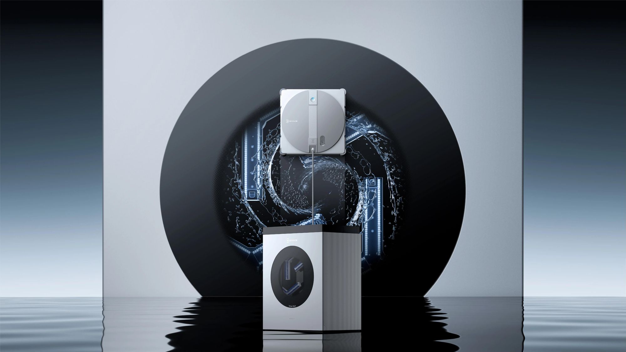 ECOVACS WINBOT W3 OMNI Fensterputzroboter mit Multifunktionsstation mit 2pcs Original Fensterreinigungsflüssigkeit, App-Steuerung