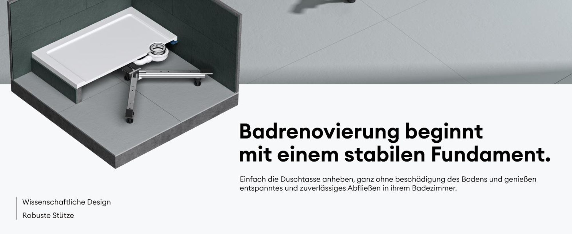 Mai & Mai Duschwannenfüße Duschwannenfuß 78x10x14cm Brausewannenfuß Montagefuß für Duschwannen in X-Form Duschwannengestell mit 5 Stellfüßen verstellbar